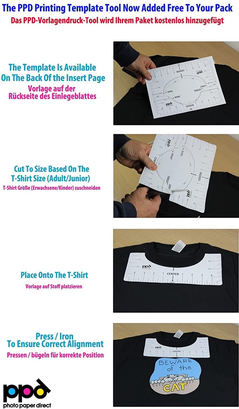 PPD 50 Sheets 11x17" - Inkjet Iron-on Heat Transfer Paper for Black & Dark Fabric and T-Shirts - Premium - PPD-107-50 - Image 4